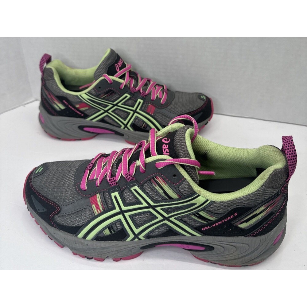 ASICS Gel-Venture 5 Women’s 7.5 Trail Running Shoes Gray Pink Green T5N8N